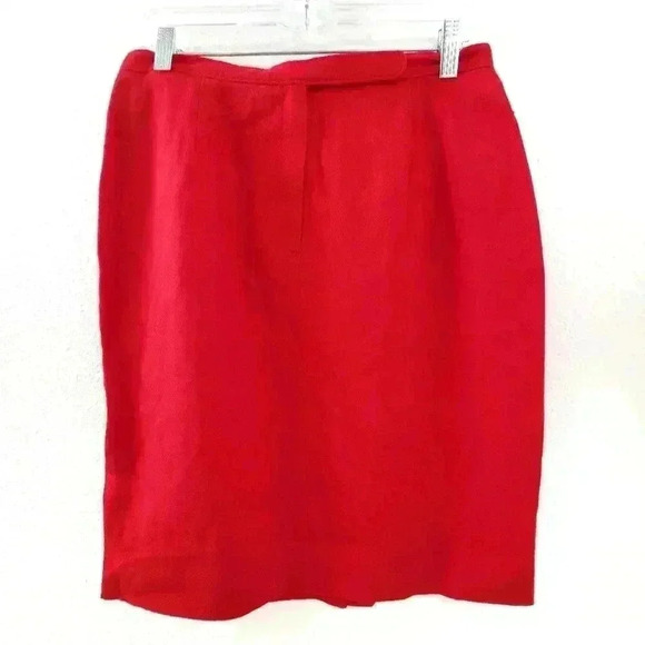 John Paul Richard Uniform 100% Pure Wool 12 Red Pencil Skirt Lined NWT - Picture 1 of 4
